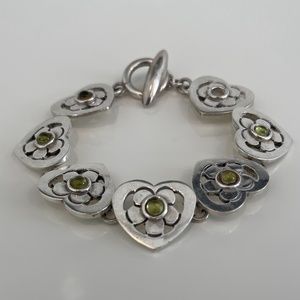 PERIDOT STERLING SILVER HEART BRACELET